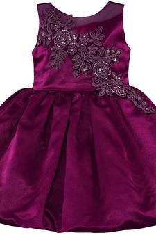 Purple satin stitched Sleeveless   dress