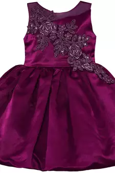Purple satin stitched Sleeveless   dress