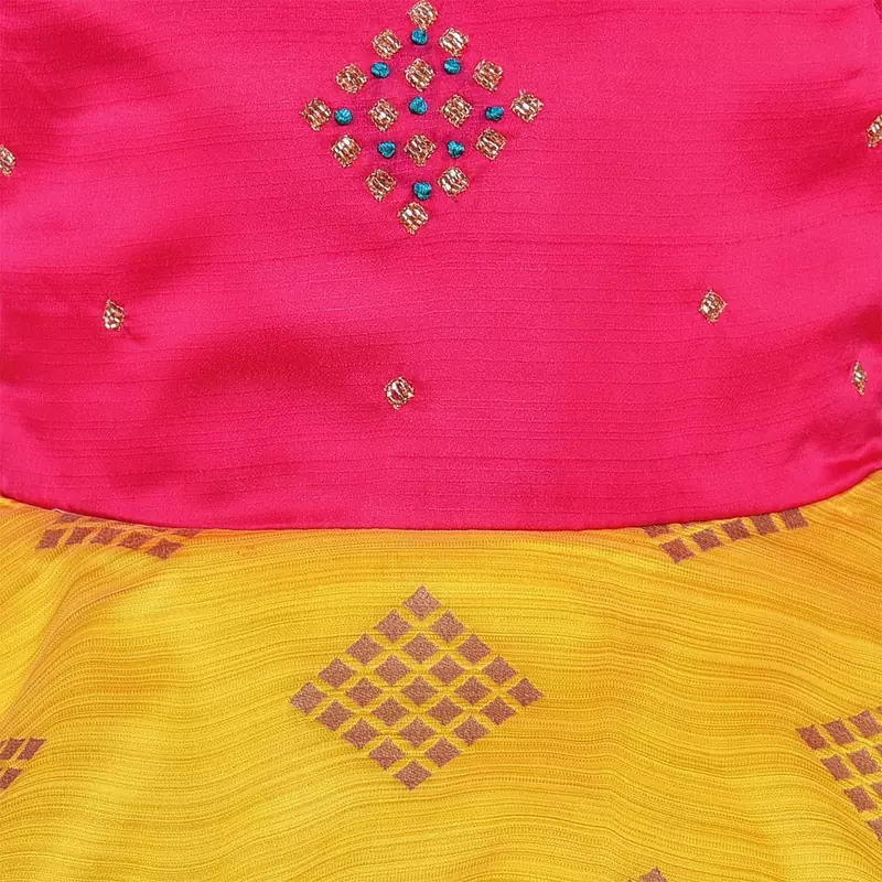 Multicolor Silk stitched Sleeveless   dress