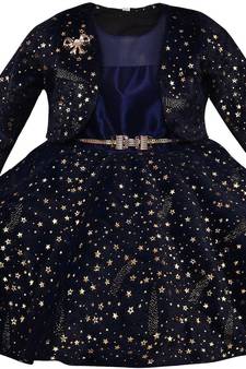 blue Cotton  stitched Sleeveless   dress