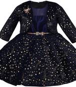 blue Cotton  stitched Sleeveless   dress