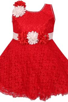Red Cotton  stitched Sleeveless   dress