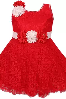 Red Cotton  stitched Sleeveless   dress