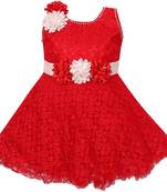 Red Cotton  stitched Sleeveless   dress