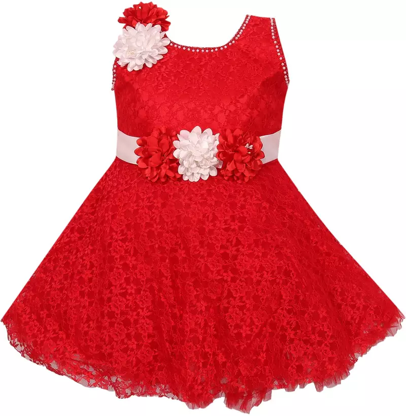Red Cotton  stitched Sleeveless   dress
