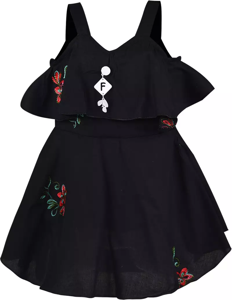 Black Rayon stitched Sleeveless   dress