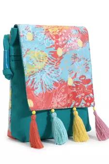 Rangoli Turquoise & Multi Polycotton Floral Digital Printed Sling Bag