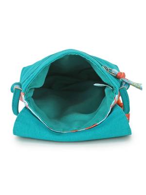 Rangoli Turquoise & Multi Polycotton Floral Digital Printed Sling Bag 4