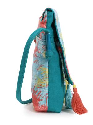 Rangoli Turquoise & Multi Polycotton Floral Digital Printed Sling Bag 5