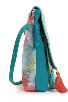 Rangoli Turquoise & Multi Polycotton Floral Digital Printed Sling Bag