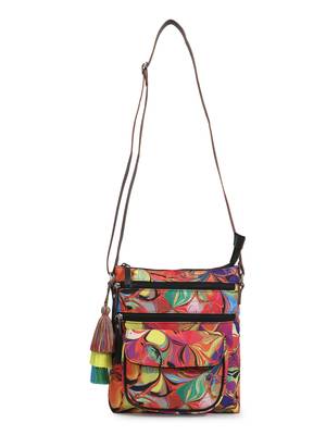 Rangoli Multi & Black Polycotton Floral Digital Print Sling Bag 2