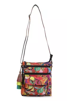 Rangoli Multi & Black Polycotton Floral Digital Print Sling Bag