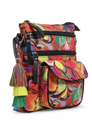 Rangoli Multi & Black Polycotton Floral Digital Print Sling Bag 3