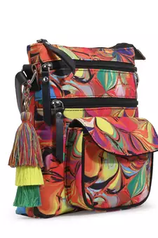 Rangoli Multi & Black Polycotton Floral Digital Print Sling Bag