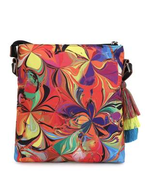 Rangoli Multi & Black Polycotton Floral Digital Print Sling Bag 4