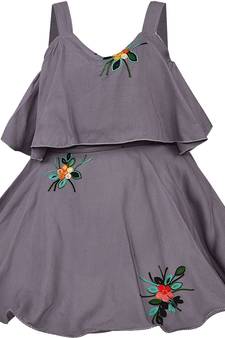 Grey Georgette stitched Sleeveless   dress