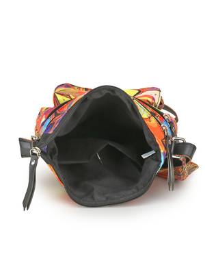 Rangoli Multi & Black Polycotton Floral Digital Print Sling Bag 5
