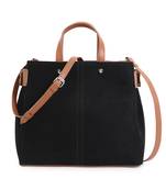 Classic Black & Brown Suede & Leatherette Solid Sling Bag