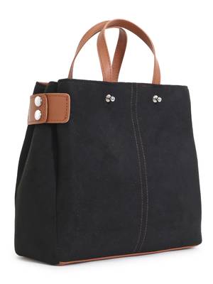 Classic Black & Brown Suede & Leatherette Solid Sling Bag 2