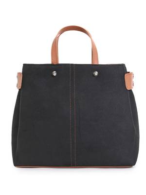 Classic Black & Brown Suede & Leatherette Solid Sling Bag 3