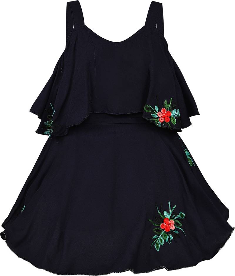 blue Georgette stitched Sleeveless   dress