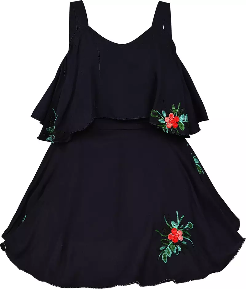 blue Georgette stitched Sleeveless   dress
