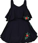 blue Cotton  stitched Sleeveless   dress