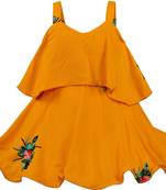 Yellow Georgette stitched Sleeveless   dress