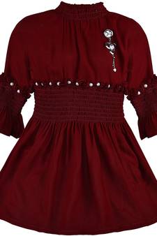 Maroon Cotton  stitched Sleeveless   dress