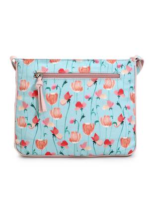 Rangoli Mint Green & Peach Polycotton Floral Digital Print Sling Bag 4
