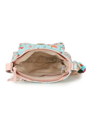 Rangoli Mint Green & Peach Polycotton Floral Digital Print Sling Bag 5