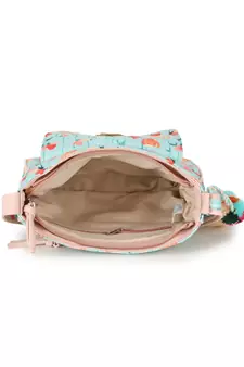 Rangoli Mint Green & Peach Polycotton Floral Digital Print Sling Bag