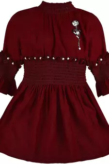 Maroon Cotton  stitched Sleeveless   dress