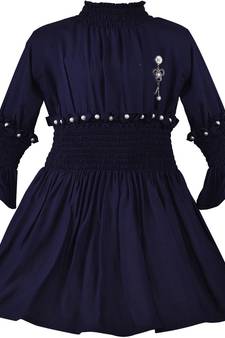 blue Cotton  stitched Sleeveless   dress