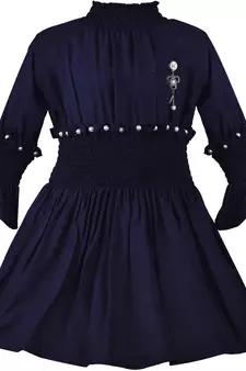 blue Cotton  stitched Sleeveless   dress