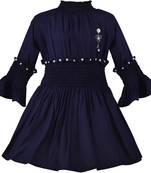 blue Cotton  stitched Sleeveless   dress