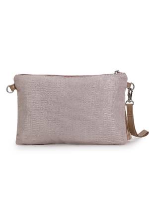 Ghoomar Pastel Pink & Multi Acrylic Jacquard &  Leatherette Ethnic Motifs Embellished Sling Bag 4