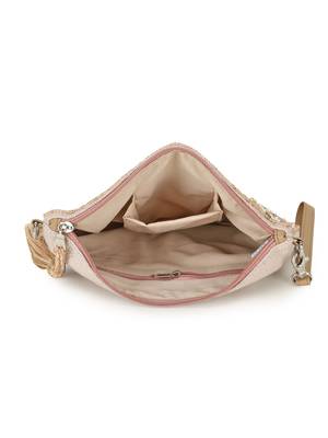 Ghoomar Pastel Pink & Multi Acrylic Jacquard &  Leatherette Ethnic Motifs Embellished Sling Bag 5