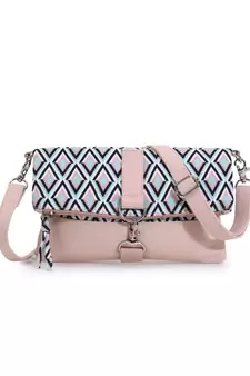 Geomat Coral & Multi Polycotton Geometric Digital Print Sling Bag