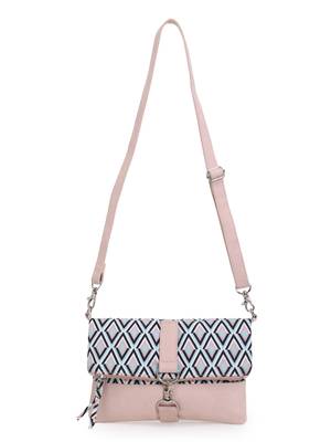 Geomat Coral & Multi Polycotton Geometric Digital Print Sling Bag 2