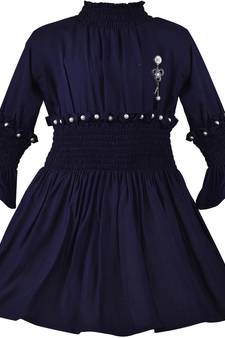 blue Cotton  stitched Sleeveless   dress