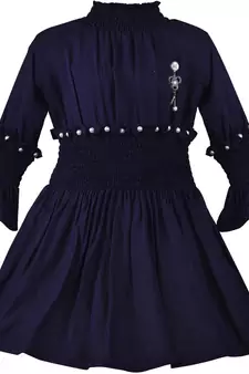 blue Cotton  stitched Sleeveless   dress