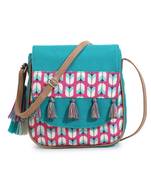 Rangoli Sea Green & Pink Polycotton Tulip Digital Print Sling Bag