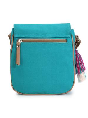 Rangoli Sea Green & Pink Polycotton Tulip Digital Print Sling Bag 4