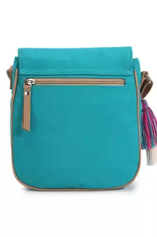 Rangoli Sea Green & Pink Polycotton Tulip Digital Print Sling Bag