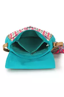 Rangoli Sea Green & Pink Polycotton Tulip Digital Print Sling Bag