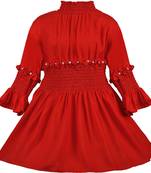 Red Cotton  stitched Sleeveless   dress