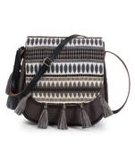 Geomat Grey & Multi Acrylic Jacquard & Canvas Striped Sling Bag