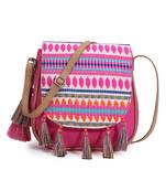 Geomat Pink & Multi Acrylic Jacquard & Canvas Striped Sling Bag