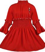 Red Cotton  stitched Sleeveless   dress